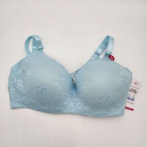 Ashley Stewart Wire Free Bra‎ Full Coverage Lightly Lined Blue Size 40DDD New